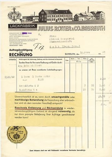 Bayreuth rechnung 1940 - rechnung,