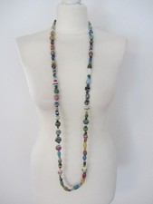 Vintage Kette Glasperlen, Stein, Keramik (Murano?) Handarbeit ca. 130 cm