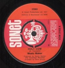 Music Maker Holy Cow 7" Vinyl UK Sonet 1977 Vierzackiges Label Design S/W Sha-Na