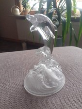 Deko, Delphin aus Glas, 16x12 cm