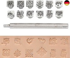 Cikonielf 12 Stück Leder Stempel Leder Prägestempel Set Leder Punzieren Leather 