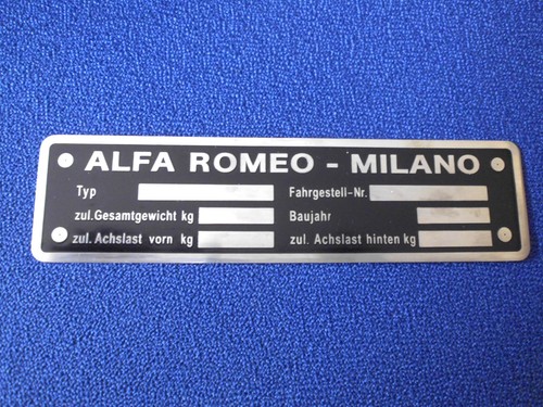 Typenschild alfa romeo - alfa,