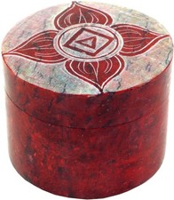 Dose aus Speckstein, Chakra Schmuckdöschen - Wurzelchakra - 4*5*5*5 cm