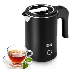 LEBENLANG Reise Wasserkocher | Klein - 0,5 Liter | 600W BPA-Frei | Schwarz
