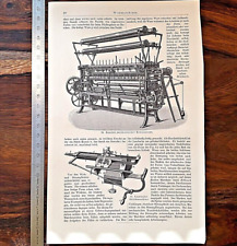 Alte Lithographie, Wirkmaschinen, ca.1920, Textil, Strickmaschine, Kettenstuhl