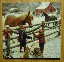 Deko HDF - Tiere Natur Hund Pferd Garten Schnee Winter Schlitten