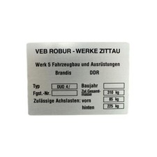 Typenschild pas. f. Simson Duo 4 4/2 Plakette Rahmennummer 310kg