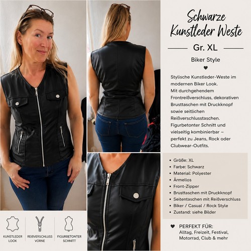 Damen kunstleder weste xl - damen, gr.