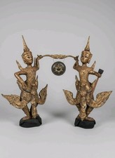 Bronze Figuren mit Gong Asiatische Kunst Skulptur Bronze Statue