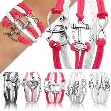 Armband Armkette Damen Armreif Arm Freundschaft Wickelarmband Vintage Weiß Rosa