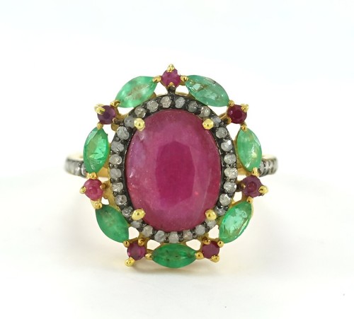 Rubin edelstein ring - rubin, smaragd