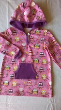 Kapuzenkleid Kleinkind Hoody Gr. 80 Eulen pink Handarbeit Mädchen neu Langarm