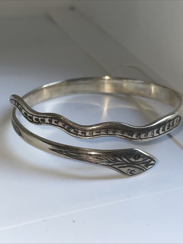 Silber schlangen armreif - silber, mit