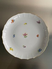 Meissen exklusive Kuchenschale Schüssel Schale Streublümchen mit Goldrand 1.Wahl
