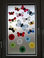 18x Schmetterlinge/Blumen Aus Transparentpapier Gefaltet Fensterbild Frühling 