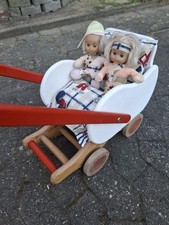 Puppenwagen, Holzpuppenwagen, Holz, shabby neu restauriert, Bärchen Bettwäsche