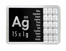Silberbarren Ag international 15g Zertifikat 15x1 Gramm 999 Geschenk