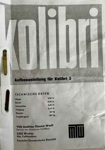 Faltboot kolibri 2 sitzer - faltboot,