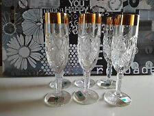 6 X Glas Katharinen Hütte Nachtmann Eduard  Gold Sektglas Kristall