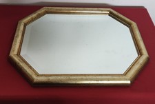 Spiegel Wandspiegel  massiver Holzrahmen Goldfarben. Facettenschliff. Holzrahmen