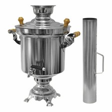 B-Ware  Edelstahl Holzkohle Samowar 5Liter Samovar Tee Wasserkoche