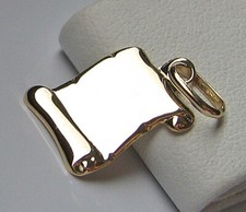 ♦️zart griechisch Papyrus Anhänger aus 14 Kt. Gold mit Neu Schriftrolle ♦️ 8092