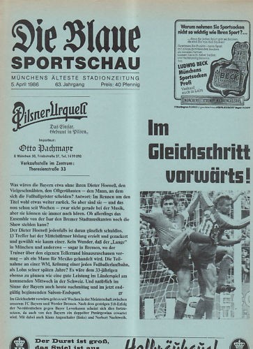 Bayern münchen 1 - bl, 85/86
