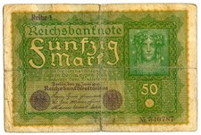 Fünfzig Mark – 1919 - Reihe 1 - Reichsbanknote Deutschland Banknote – Berlin