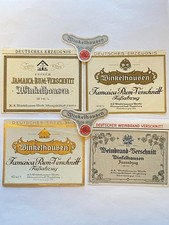 4 alte VK Etiketten Weinbrand Jamaica Rum, Fa. H.A. Winkelhausen Werke Magdeburg