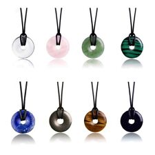 Edelstein Anhänger aus echtem Naturstein | Kristall Kette mit Donut Anhänger