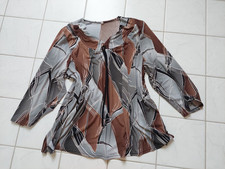 ♥ Viskose Shirt Blusenshirt Braun Grau Print Edel One Size ♥