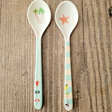 2 x Melamin Löffel kurz Beach Palme Seestern Kunststoff Overbeck Friends Life