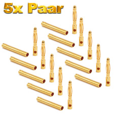 ✅ 5 Paar 2 mm 2mm 2,0mm Goldstecker Stecker Bananenstecker Buchse Vergoldet RC ✅