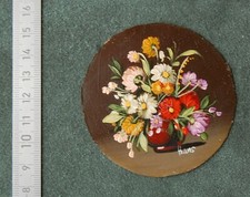 Miniatur Ölbild auf Kupfer | Blumenstrauss | Stilleben | Folk-Art | Souvenier