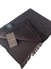 GUCCI Schal 70x200 cm Wolle/Seide Schoko Braun NEU 165903 3G646 2000
