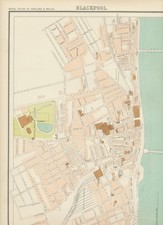 KARTE "Blackpool" aus dem Royal Atlas of England & Wales 35 cm x 23 cm; - Wunder