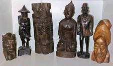 6 x Holz Figur Wandmasken