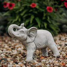 Elefant Steinfigur H.28 cm 38 x 18 cm Grau 10 kg Weißbeton frostsicher