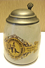 Bierkrug  mit Zinndeckel Postbrauerei K. Meyer Nesselwang 0,5 l