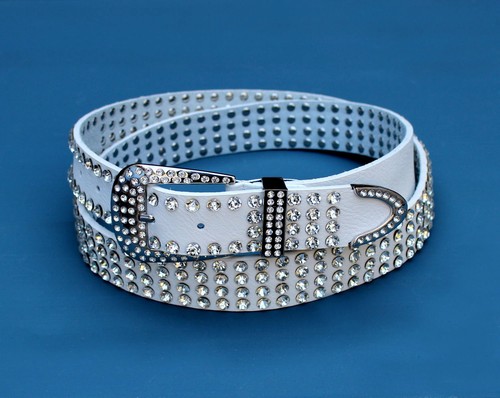 Damen gürtel mit strass weiß - damen,