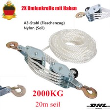 Flaschenzug 2000kg 20m Handseilwinde Seil Universalseilzug Bauwinde Seilwinde