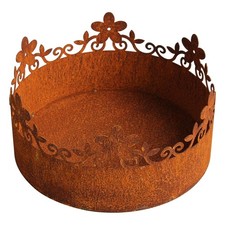 Rost Schale mit Blumenrand 30 cm Edelrost Pflanzschale Metall Dekoschale Garten
