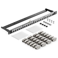 24 Port Patchpanel 0,5HE 19" Rackeinbau + 24x CAT6a Keystone Netzwerk Module