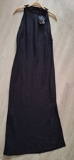 MASSIMO DUTTI, M, L 38/40,  Trägerkleid, Leinen kleid, Sommerkleid, Schwarz, Neu