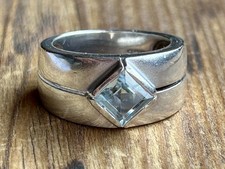 Hübscher Silber-Ring mit blauem Stein, 925er Silber, Gr. 52