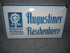 Emailschild Augustiner Bräu München Flaschenbiere Brauerei sehr Zustand Original