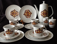 CP Colditz DDR Geometrisch Gelb Braun 1970er Jahre Kaffeeservice für 4 Personen