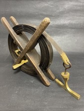ANTIKE FRANZÖSISCHE VERMESSUNGSMESSER OFFENE SPULE MESSING STAHL HOLZ MESSEN MESSING ZIFFERN 1920er