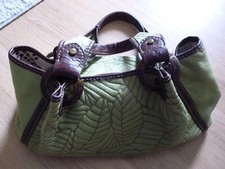 Fossil Damen Handtasche, Tragetasche, Weiches Leder Frühlings Apfelgrün m. braun