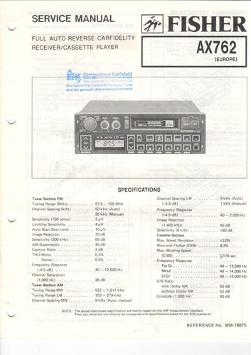 Fisher ax762 service - fisher,